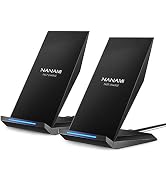 Fast Wireless Charger, [2 Pack] NANAMI Qi Certified Wireless Charging Stand Compatible iPhone 16/...