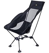 iClimb Ultralight Compact Camping Folding Beach Chair with Anti-Sinking Large Feet (Black - Trian...