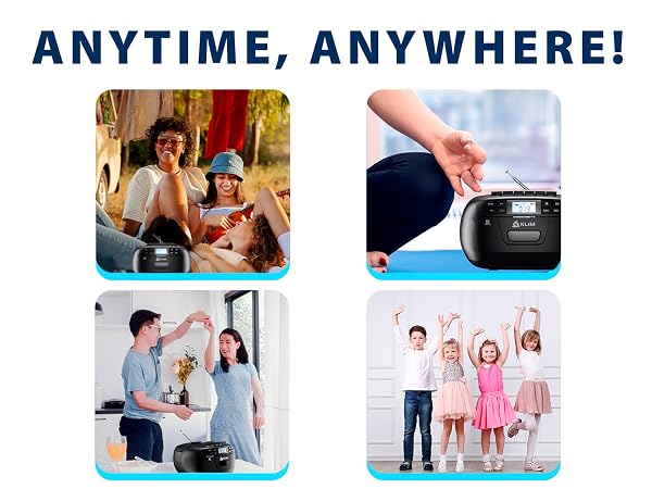 CD Player &amp; Cassette Tape Player with Case, Bluetooth Boombox, AM/FM Radio, Stereo Sound