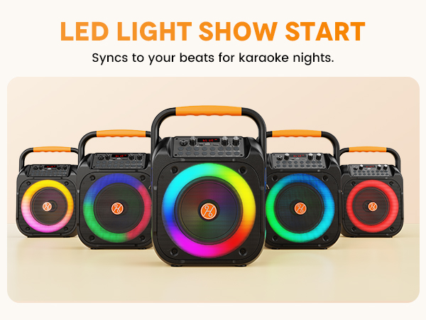 Karaoke machine with LED lights