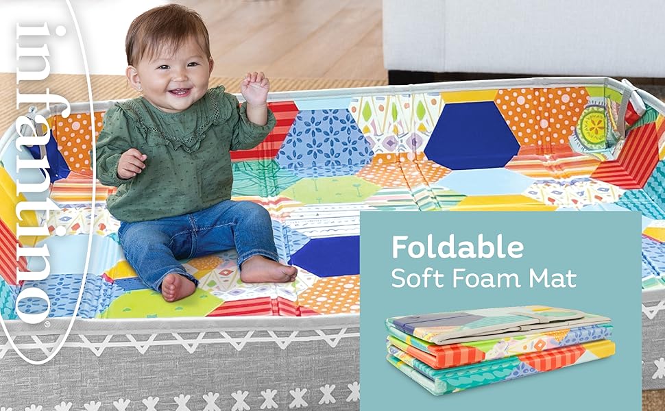 Infantino Foldable Soft Foam Mat, baby playmat, sit up play mat, reversible baby mat