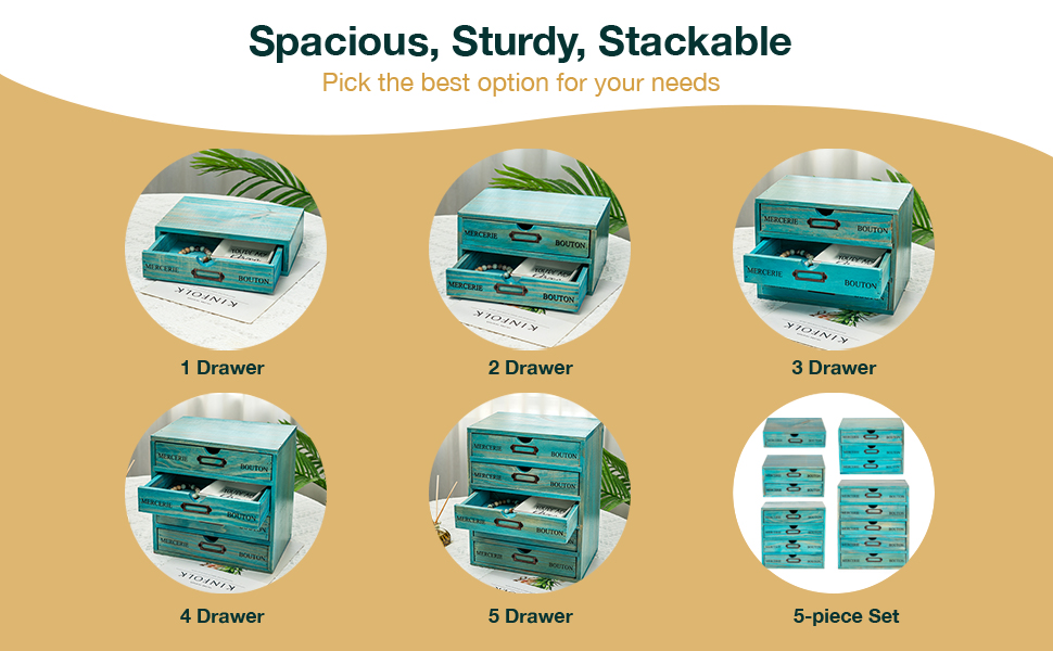 stackable wooden rustic desktop drawers set