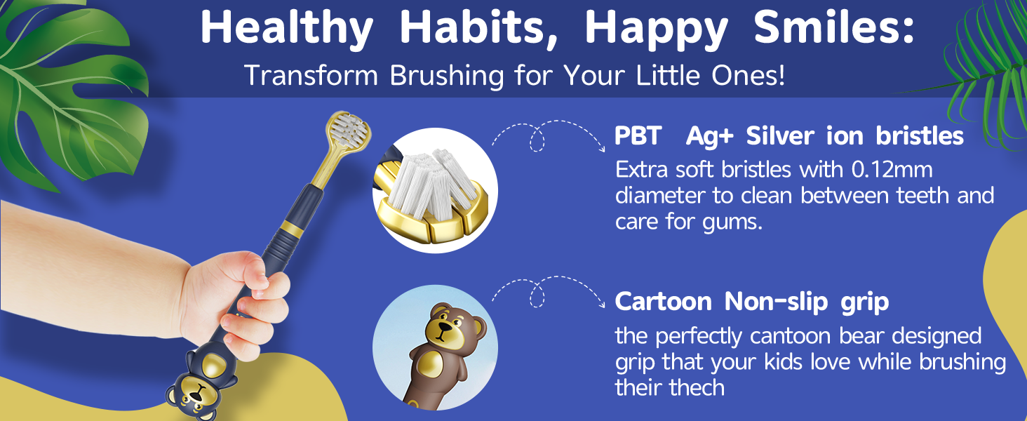 kids three sided toothbrush 