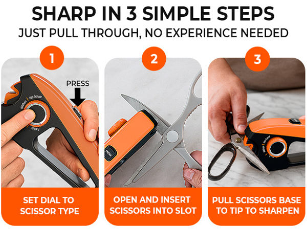 Professional scissor sharpening tool ergonomic all purpose heavy duty kitchen fabric craft hair