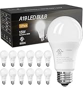 TJOY LED Light Bulbs, 100 Watt Equivalent A19, 5000K Daylight LED Bulbs, 15W Bright White Light B...