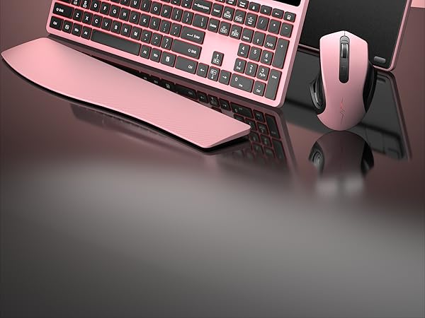 Wireless Keyboard Mouse Combo, Full Size Ergonomic Keyboard
