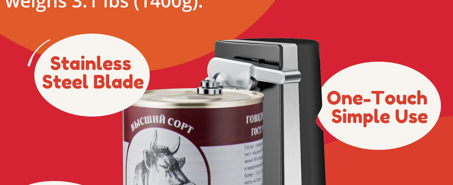 NK-0709 Easy one-touch electric can opener, sharp stainless steel cutting blade