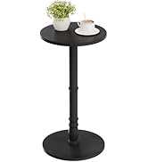 Homleke Round Side Table, Solid Wood Pillar with Wood Top &amp; Base, Small Drink Accent Table for Li...