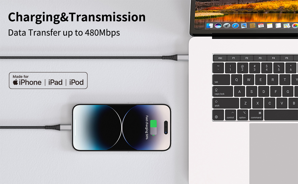 [3-Pack] 1 FT USB C to Lightning PD Fast Charging Cable