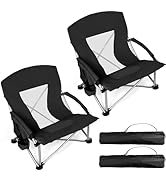Joyfair Large Beach Camping Chair (2 Pack), Big Outdoor Folding Chairs for Adults, Heavy Duty Mid...