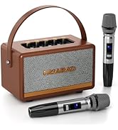 HUABAO Retro Karaoke Machine with 2 Rechargeable Microphones, Wireless Loud Bass Bluetooth Speake...