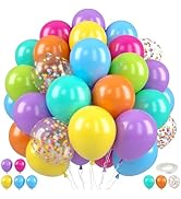 Rainbow Balloons,50PCS 12 Inch Multicolor Balloons Fruit Green Blue Orange Hot Pink and Yellow Co...