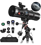 MEEZAA Telescope, 150EQ Newtonian Reflector Telescope for Adults Astronomy Beginners, Professiona...