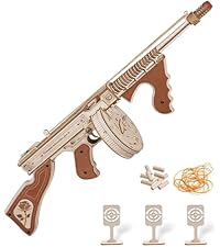 ROKR Gun 3D Puzzles for Adults, Wooden 3D Puzzle Rubber Bands Gun Toy, Rotating-Barrel Machine Gun, ...