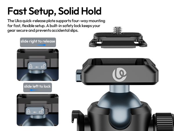 tripod ball head with quick release plate for Camera, Microphone, Tripod