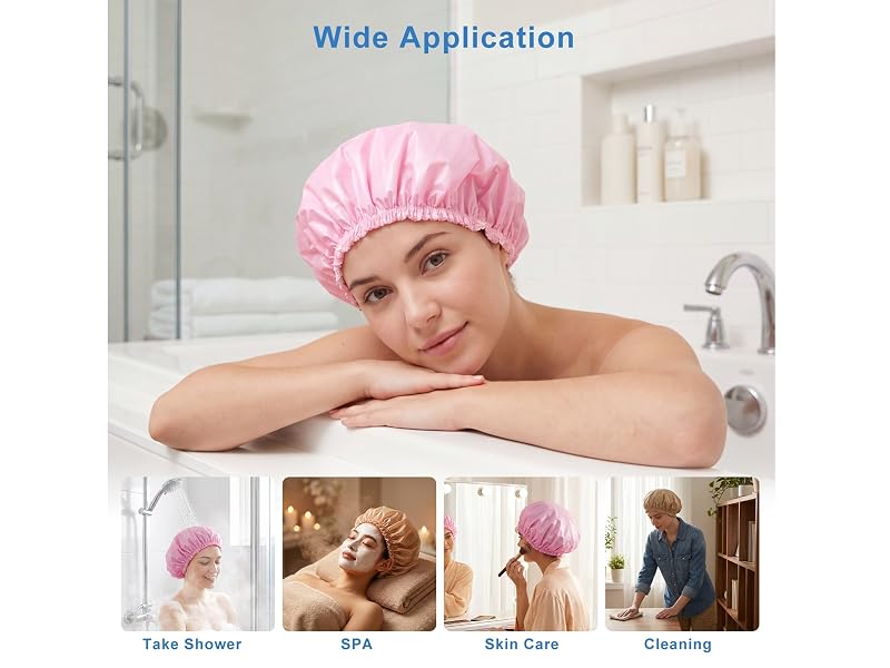 6 PCS Double Layer Waterproof Shower Caps