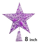URATOT Glittered Christmas Tree Topper Metal Christmas Treetop Hallow Wire Star Topper for Christ...