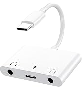 USB C to 3.5mm Audio Adapter, 3 in 1 Aux to USB C Headphone Splitter with PD 60W Fast Charging fo...
