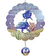 YNGFIL Whale 3D Wind Spinner Kinetic Metal Art Hanging Wind Spinner Outdoor Decoration Ocean Orna...