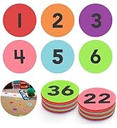 Linkstyle 4 inch Classroom Carpet Dots: 36 Numbered Sitting Spots, Non-Slip Hook &amp; Loop Floor Mar...