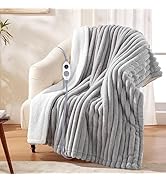 Westinghouse Electric Throw Blanket, Super Cozy Luxury Faux Fur &amp; Sherpa Heated Throw with 6 Heat...
