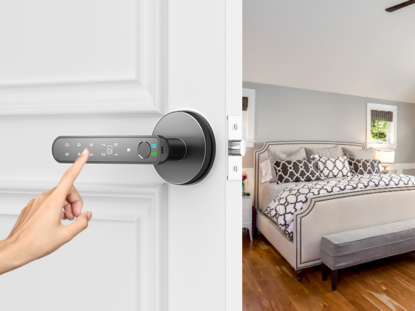 smart door knob with keypad password Access round black