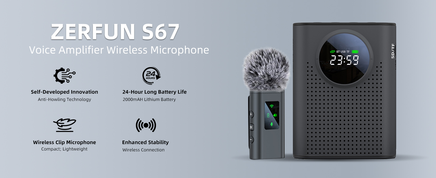Rechargeable Voice Amplifier Wireless Microphone