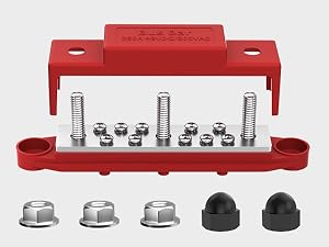Power Distribution Block 12V Bus Bar 250A 5/16&amp;#34; Stud Marine Bus Bar Terminal Block