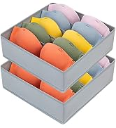 DIMJ 2 Pack Bra Drawer Organizers, 5 Cells Underwear Organizer Drawer Bra with Divider Zip Storag...