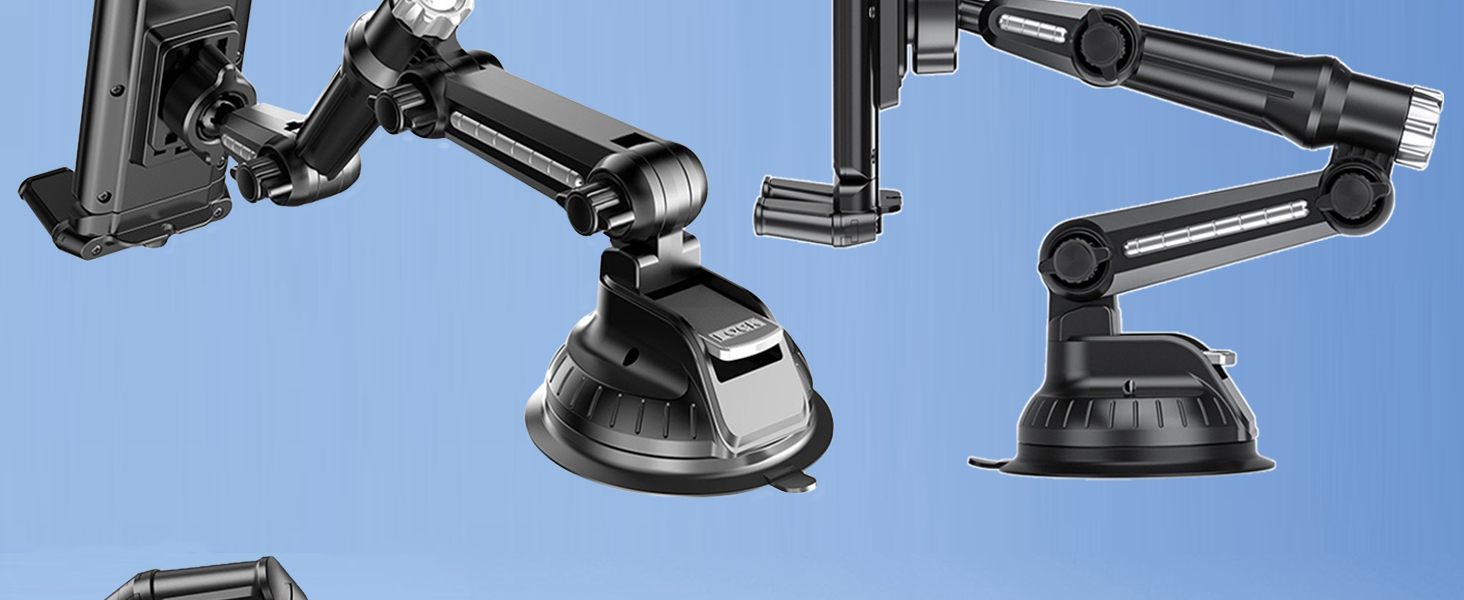 5 in 1 Car Phone Holder, Dashboard Windshield Phone Mount with Strong Suction Cup &amp;amp; Large Clamp