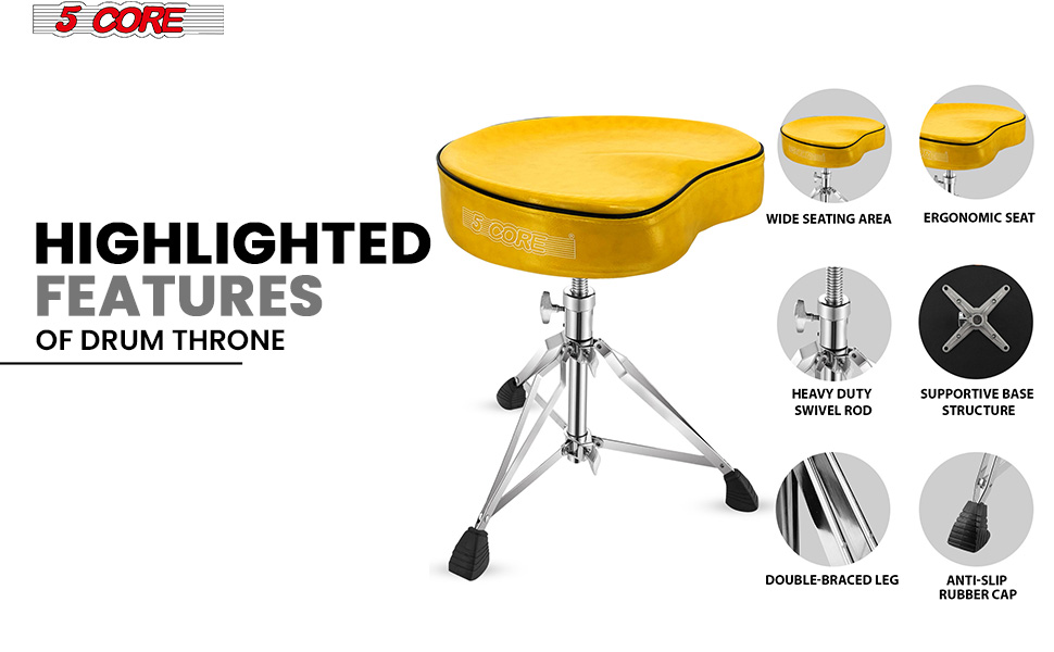 Yellow Drum Chair,Height Adjustable Heavy Duty Upgraded Drum Stool