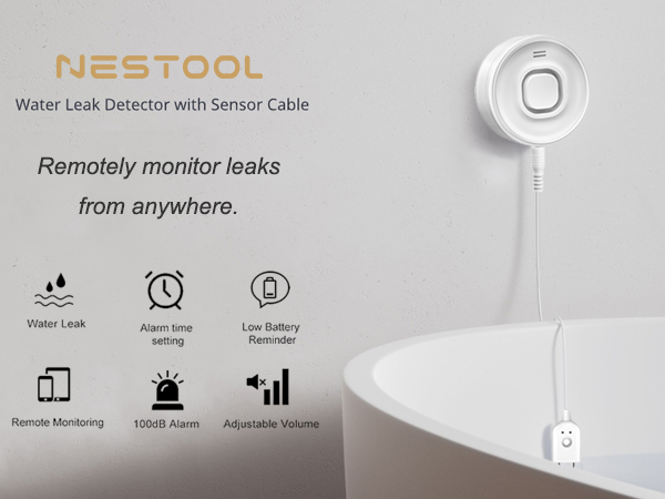 WiFi Water Leak Detector Tuya Smart Water Sensor 100dB Adjustable Alarm App Alerts Home kitchen ?