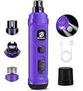 BOUSNIC Dog Nail Grinder with 2 LED Light - Super Quiet Pet Nail Grinder Powerful 2-Speed Electri...