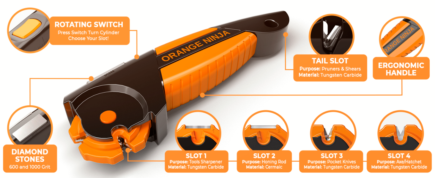 Knife Garden Tool Multi-Sharpener for Lawn Mower Blade, Axe, Hatchet, Machete, Pruner, Hedge Shears