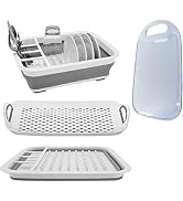 Collapsible Dish Drying Rack and Drainboard Set Portable Camp Dish Drainer Dinnerware Organizer D...