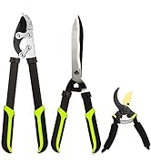 Loppers Hedge Clippers &amp; Shears 3PCS Garden Shears Set, Branch Cutter with Compound Action, Chops...