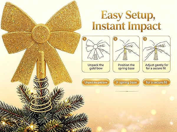 gold glitter christmas tree topper