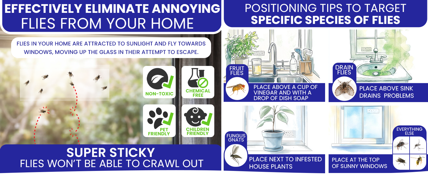 Effective remove flies with our window fly traps indoor for home fly tape. Fly sticky trap