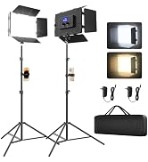 Unicucp 2 Pack Led Video Light Panel Light with Barndoor, 8000mAh Rechargeable Camera Light with ...