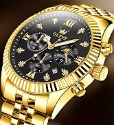 OLEVS Watch Men Classic Gold Stainless Steel Watches for Men Analog Quartz Waterproof Luminous Ch...
