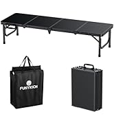 FUNYKICH 4ft Low Folding Picnic Table(45.7''x15.7''x10.3''), Thicker Aluminum Legs Beach Table wi...
