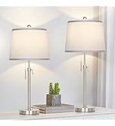 JUNNAI Table Lamps Set of 2, Bedside Lamp Silver Tall Table Lamps for Living Room End Tables, 22"...