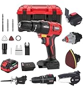 Cordless Combo Kit 20V, 8-in-1 Cordless Multi-tool with Case, Drill, Recip saw, Chain Saw, Impact...