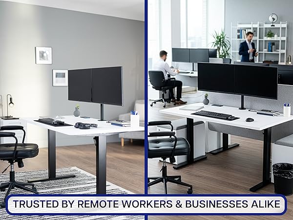 dual monitor mount adjustable desk stand clamp grommet tilt swivel rotate ergonomic setup