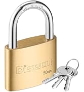 Disecu Solid Brass Keyed Padlock, 2 Inch (50mm) Wide Body, 1.7 Inch Shackle Outdoor Waterproof Lo...