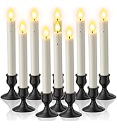 Yme 10 PCS Flameless Taper Candles with Dusk to Dawn Sensor, 7.2" Window Candles Battery Operated...