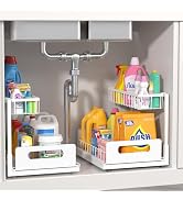 MERATIA 2 Pack Under Sink Organizer, 2 Tier Pull Out Cabinet Organizer,Slide out Metal Cabinet Or...