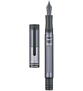 Asvine V200 Titanium Fountain Pen Vacuum Filling, Matte Black Bock Medium Nib Transparent Acrylic...