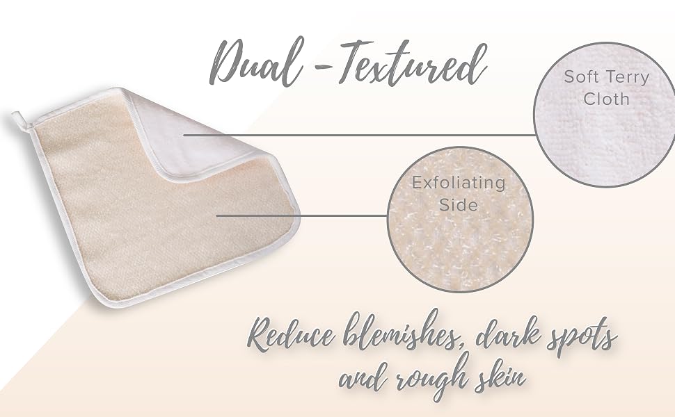 Dual-textured wash cloth reduces blemishes and dark spots