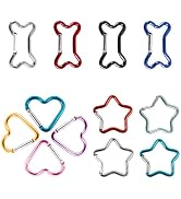 12 Pcs Heart Carabiner Cute Clip Set,Alloy Star Carabiner in 4 Shaped,Heart Keychain Clip Small C...